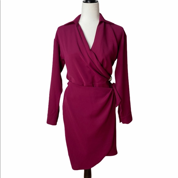 Magenta Medium Wrap Dress by BSB Collection - Picture 4 of 6